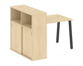 Стол письменный на А-образном м/к с опорным шкафом-купе 141x112x109,8 Metal System images
