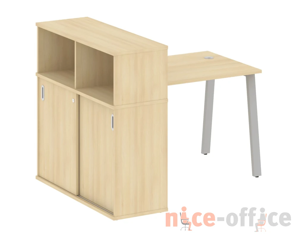 Стол письменный на А-образном м/к с опорным шкафом-купе 141x112x109,8 Метал Систем / Metal System