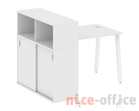Стол письменный на А-образном м/к с опорным шкафом-купе 141x112x109,8 Метал Систем / Metal System images