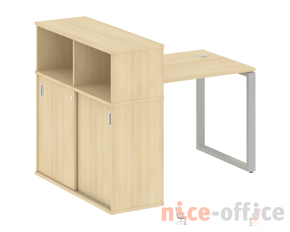 Стол письменный на О-образном м/к с опорным шкафом-купе 141x112x109,8 Метал Систем / Metal System