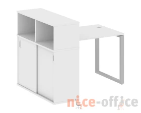 Стол письменный на О-образном м/к с опорным шкафом-купе 141x112x109,8 Метал Систем / Metal System images