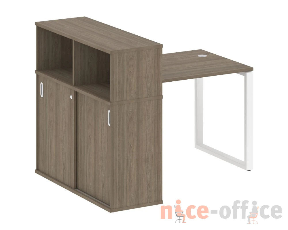 Стол письменный на О-образном м/к с опорным шкафом-купе 141x112x109,8 Метал Систем / Metal System