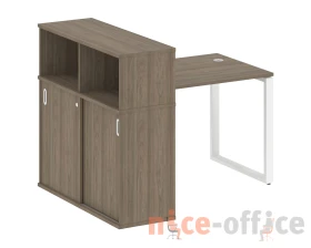 Стол письменный на О-образном м/к с опорным шкафом-купе 141x112x109,8 Метал Систем / Metal System images