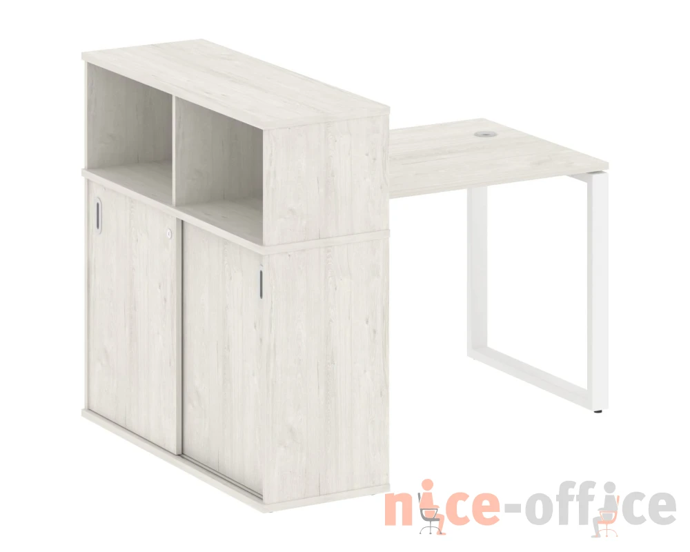 Стол письменный на О-образном м/к с опорным шкафом-купе 141x112x109,8 Метал Систем / Metal System
