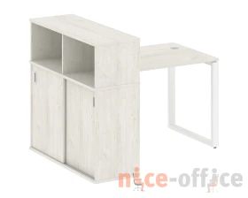 Стол письменный на О-образном м/к с опорным шкафом-купе 141x112x109,8 Метал Систем / Metal System images