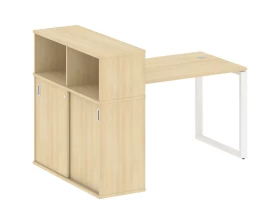 Стол письменный на О-образном м/к с опорным шкафом-купе 161x112x109,8 Metal System images