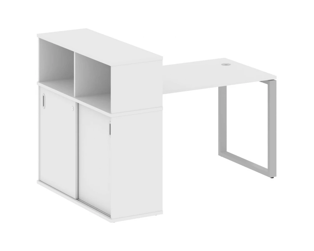 Стол письменный на О-образном м/к с опорным шкафом-купе 161x112x109,8 Metal System