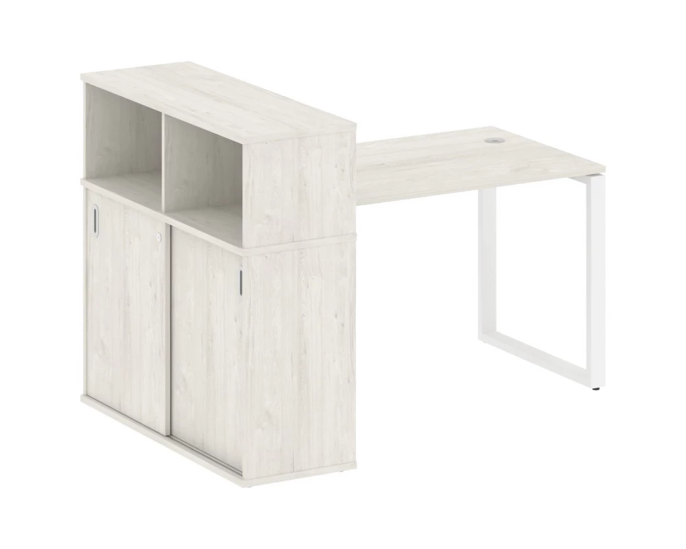 Стол письменный на О-образном м/к с опорным шкафом-купе 161x112x109,8 Metal System