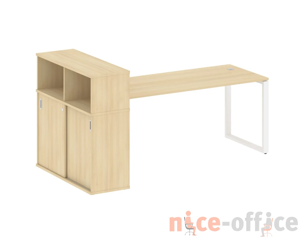 Стол письменный на О-образном м/к с опорным шкафом-купе 221x112x109,8 Метал Систем / Metal System