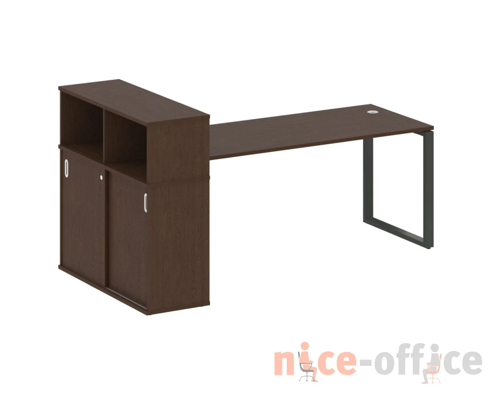 Стол письменный на О-образном м/к с опорным шкафом-купе 221x112x109,8 Метал Систем / Metal System