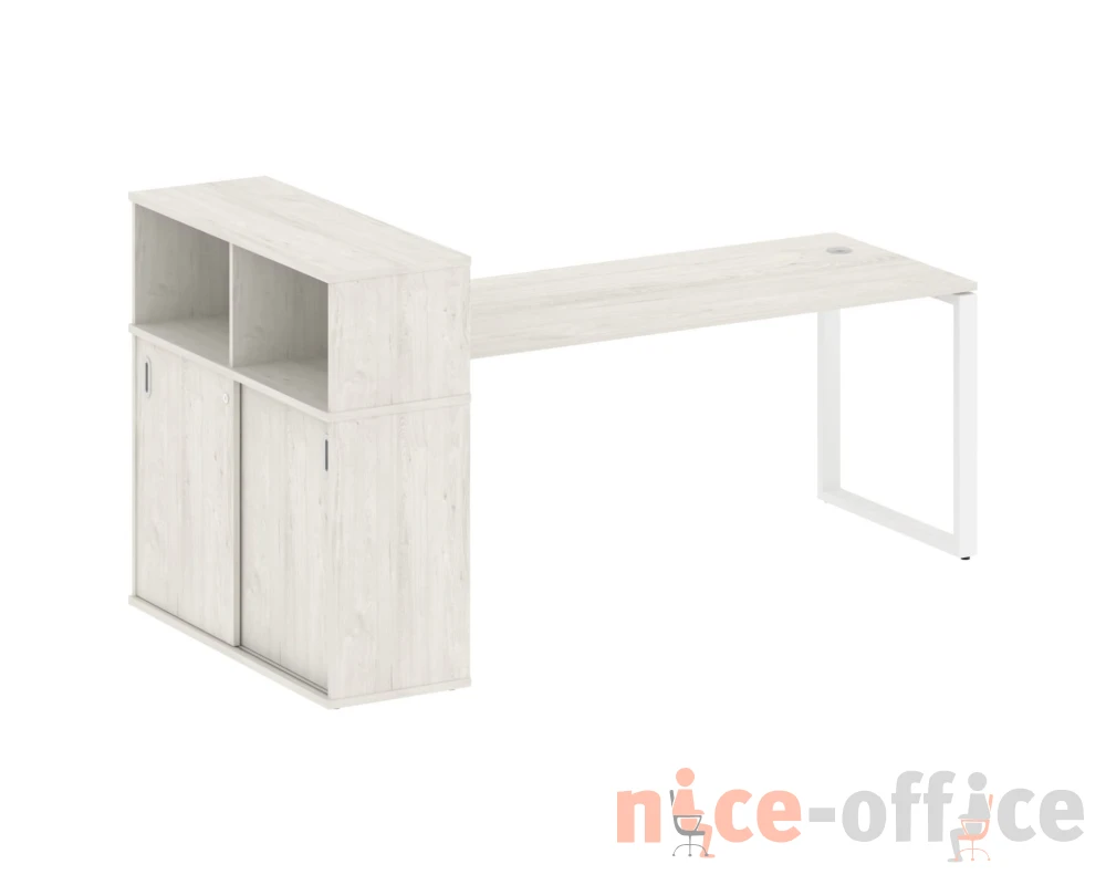 Стол письменный на О-образном м/к с опорным шкафом-купе 221x112x109,8 Метал Систем / Metal System