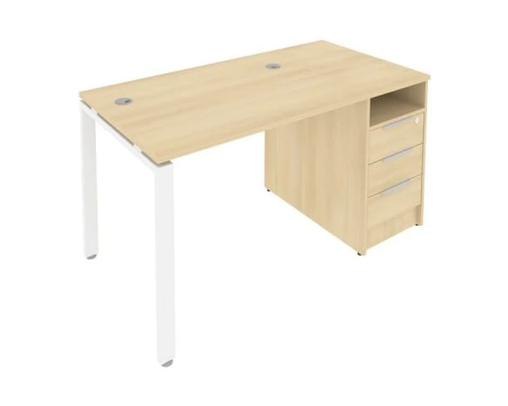 Рабочая станция на П-образном м/к с опорной тумбой 141,2x72x75 Метал Систем / Metal System