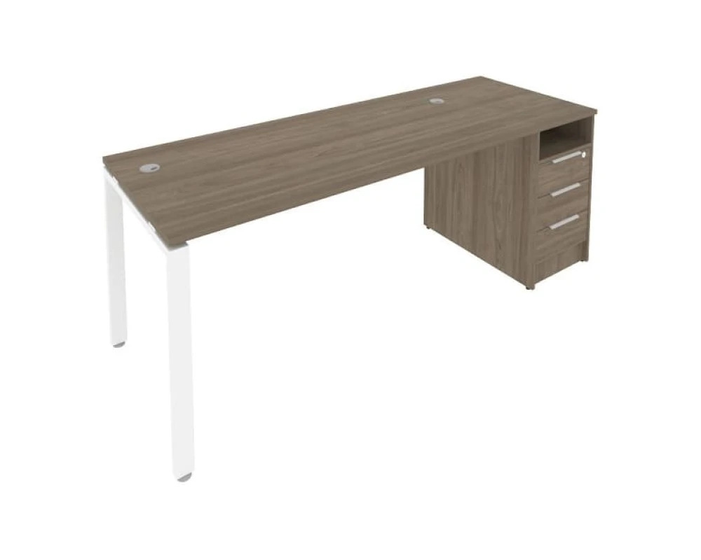 Рабочая станция на П-образном м/к с опорной тумбой 201,2x72x75 Метал Систем / Metal System