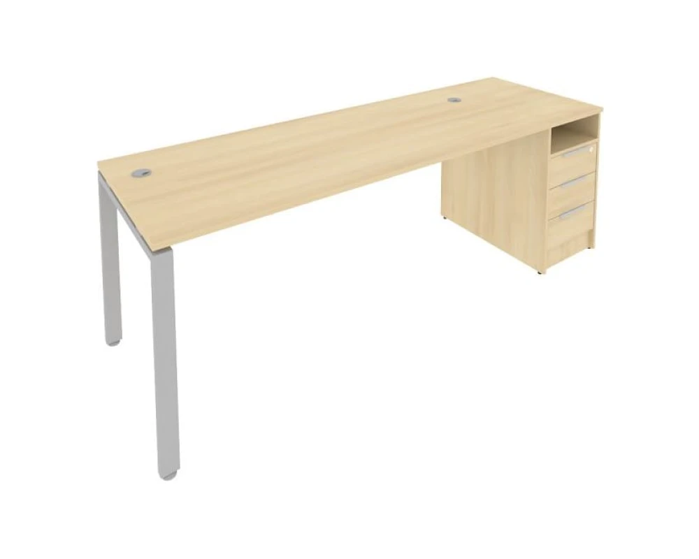 Рабочая станция на П-образном м/к с опорной тумбой 221,2x72x75 Метал Систем / Metal System