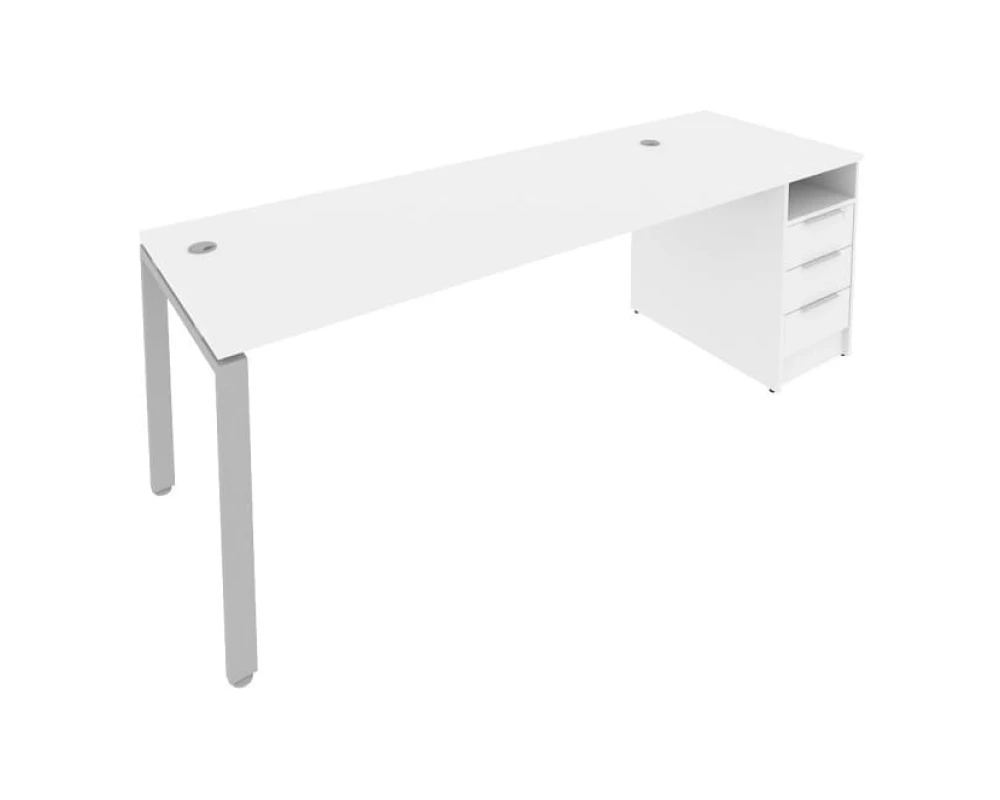 Рабочая станция на П-образном м/к с опорной тумбой 221,2x72x75 Метал Систем / Metal System