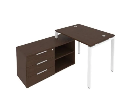 Рабочая станция на П-образном м/к с опорной тумбой левая 110x152x75 Метал Систем / Metal System