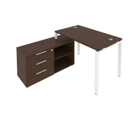 Рабочая станция на П-образном м/к с опорной тумбой левая 130x152x75 Метал Систем / Metal System