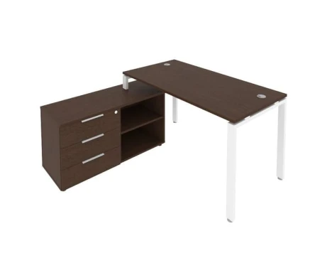 Рабочая станция на П-образном м/к с опорной тумбой левая 150x152x75 Метал Систем / Metal System