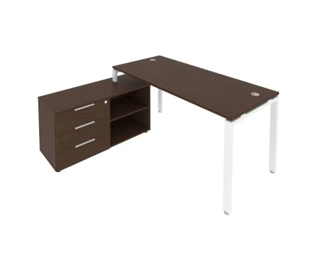 Рабочая станция на П-образном м/к с опорной тумбой левая 170x152x75 Метал Систем / Metal System