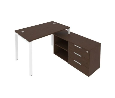 Рабочая станция на П-образном м/к с опорной тумбой правая 130x152x75 Метал Систем / Metal System