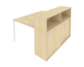 Рабочая станция на П-образном м/к с опорным шкафом-купе 141x147,5x109,8 Метал Систем / Metal System images