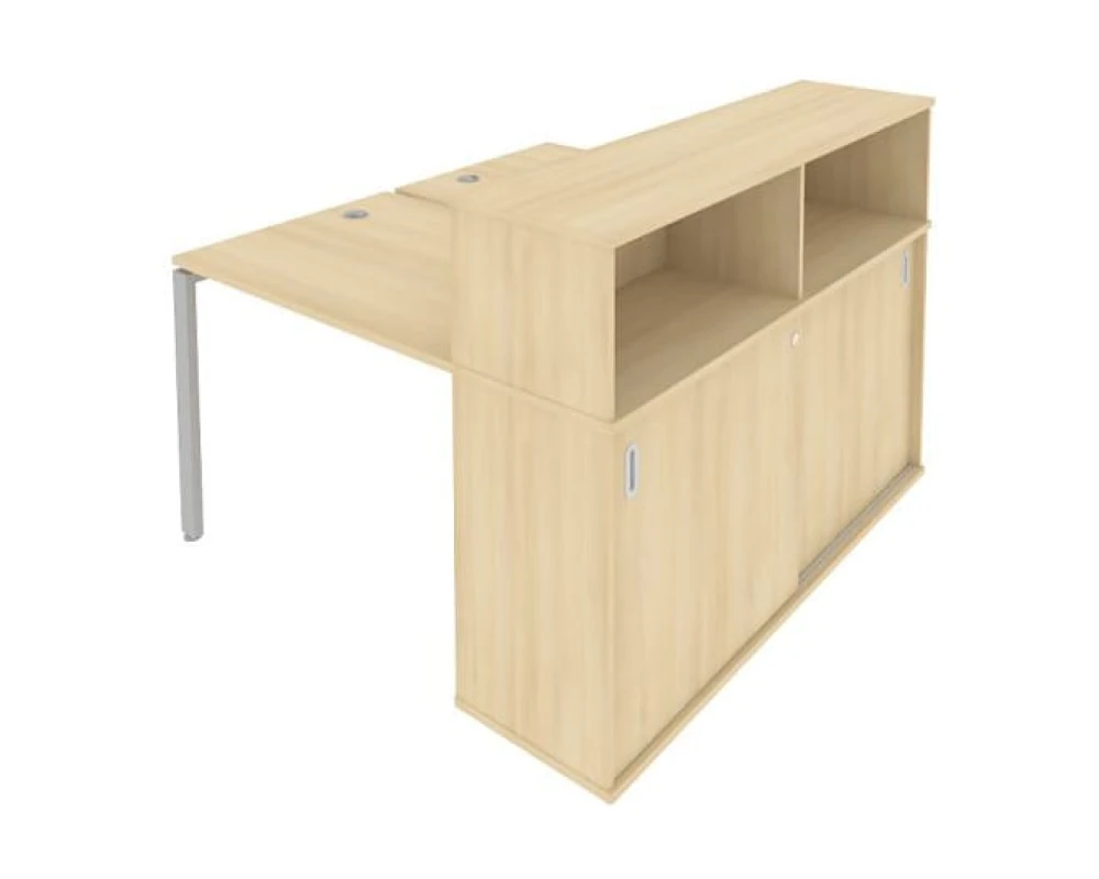 Рабочая станция на П-образном м/к с опорным шкафом-купе 141x147,5x109,8 Метал Систем / Metal System