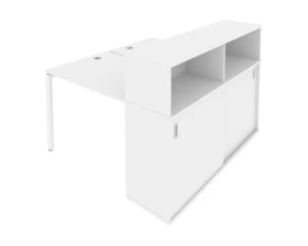 Рабочая станция на П-образном м/к с опорным шкафом-купе 141x147,5x109,8 Метал Систем / Metal System images