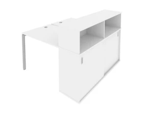 Рабочая станция на П-образном м/к с опорным шкафом-купе 141x147,5x109,8 Метал Систем / Metal System images