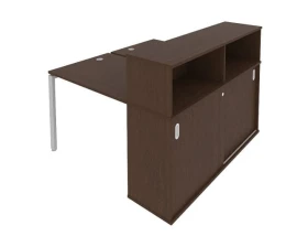 Рабочая станция на П-образном м/к с опорным шкафом-купе 141x147,5x109,8 Метал Систем / Metal System images