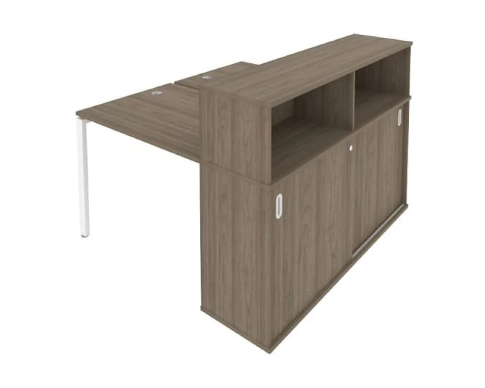 Рабочая станция на П-образном м/к с опорным шкафом-купе 141x147,5x109,8 Метал Систем / Metal System