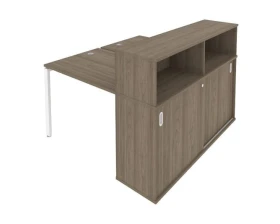 Рабочая станция на П-образном м/к с опорным шкафом-купе 141x147,5x109,8 Метал Систем / Metal System images