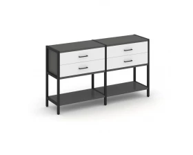 Двухсекционный стеллаж двухярусный с ящиками 1590х400х879 Shelf System images