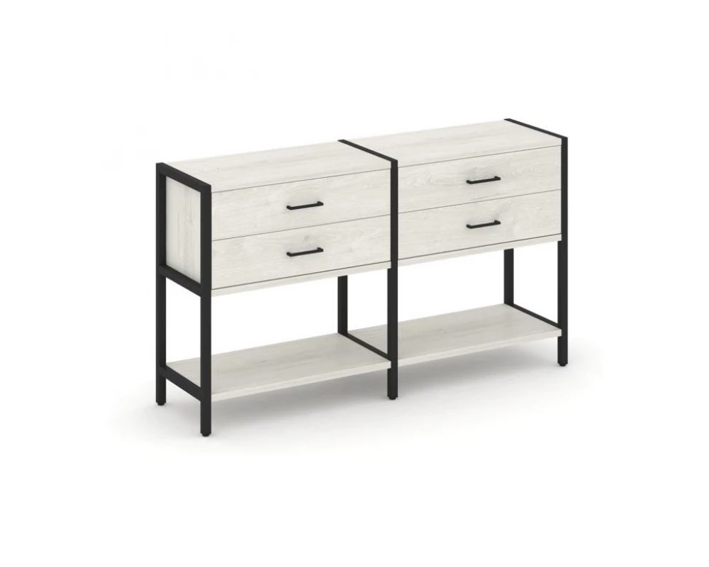 Двухсекционный стеллаж двухярусный с ящиками 1590х400х879 Shelf System