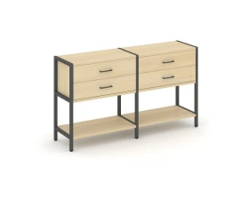 Двухсекционный стеллаж двухярусный с ящиками 1590х400х879 Shelf System images