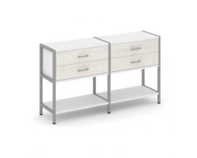 Двухсекционный стеллаж двухярусный с ящиками 1590х400х879 Shelf System images