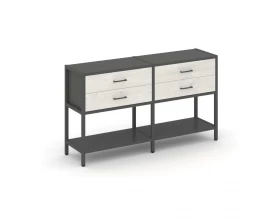 Двухсекционный стеллаж двухярусный с ящиками 1590х400х879 Shelf System images