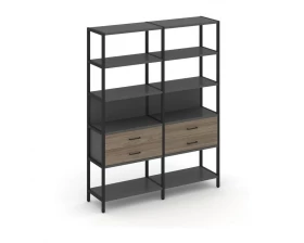 Двухсекционный стеллаж пятиярусный с ящиками 1590х400х1980 Shelf System images