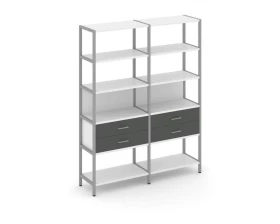 Двухсекционный стеллаж пятиярусный с ящиками 1590х400х1980 Shelf System images