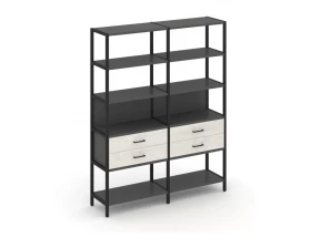 Двухсекционный стеллаж пятиярусный с ящиками 1590х400х1980 Shelf System images