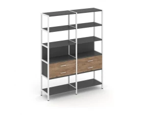 Двухсекционный стеллаж пятиярусный с ящиками 1590х400х1980 Shelf System images