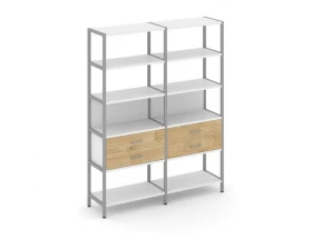 Двухсекционный стеллаж пятиярусный с ящиками 1590х400х1980 Shelf System images