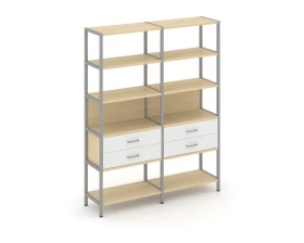 Двухсекционный стеллаж пятиярусный с ящиками 1590х400х1980 Shelf System images