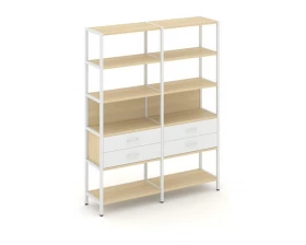 Двухсекционный стеллаж пятиярусный с ящиками 1590х400х1980 Shelf System images