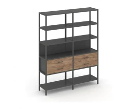 Двухсекционный стеллаж пятиярусный с ящиками 1590х400х1980 Shelf System images