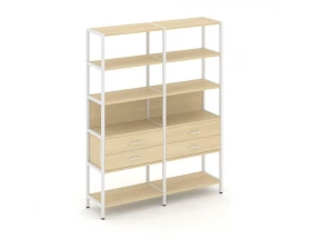 Двухсекционный стеллаж пятиярусный с ящиками 1590х400х1980 Shelf System images