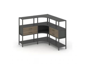 Трехсекционный угловой стеллаж трехярусный с ящиками 1590х1590х1246 Shelf System images