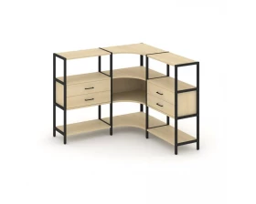 Трехсекционный угловой стеллаж трехярусный с ящиками 1590х1590х1246 Shelf System images