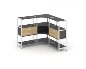 Трехсекционный угловой стеллаж трехярусный с ящиками 1590х1590х1246 Shelf System images