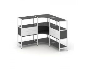 Трехсекционный угловой стеллаж трехярусный с ящиками 1590х1590х1246 Shelf System images