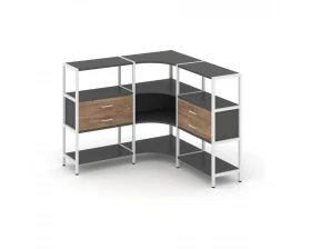 Трехсекционный угловой стеллаж трехярусный с ящиками 1590х1590х1246 Shelf System images